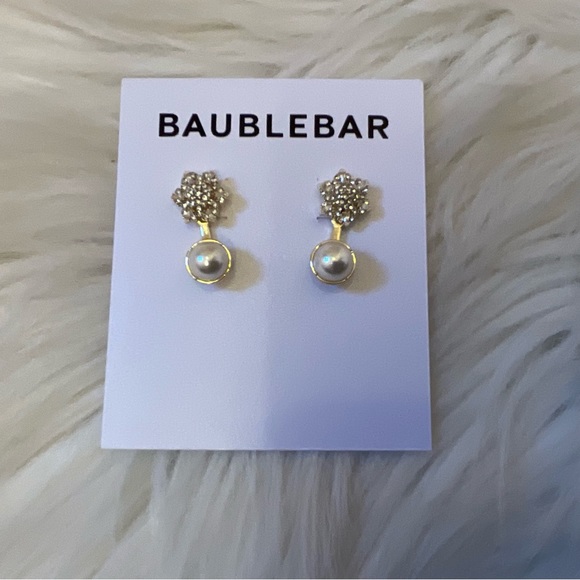 Baublebar Crystal Snowflake & Faux Pearl Earrings - New on Card - Picture 3 of 8